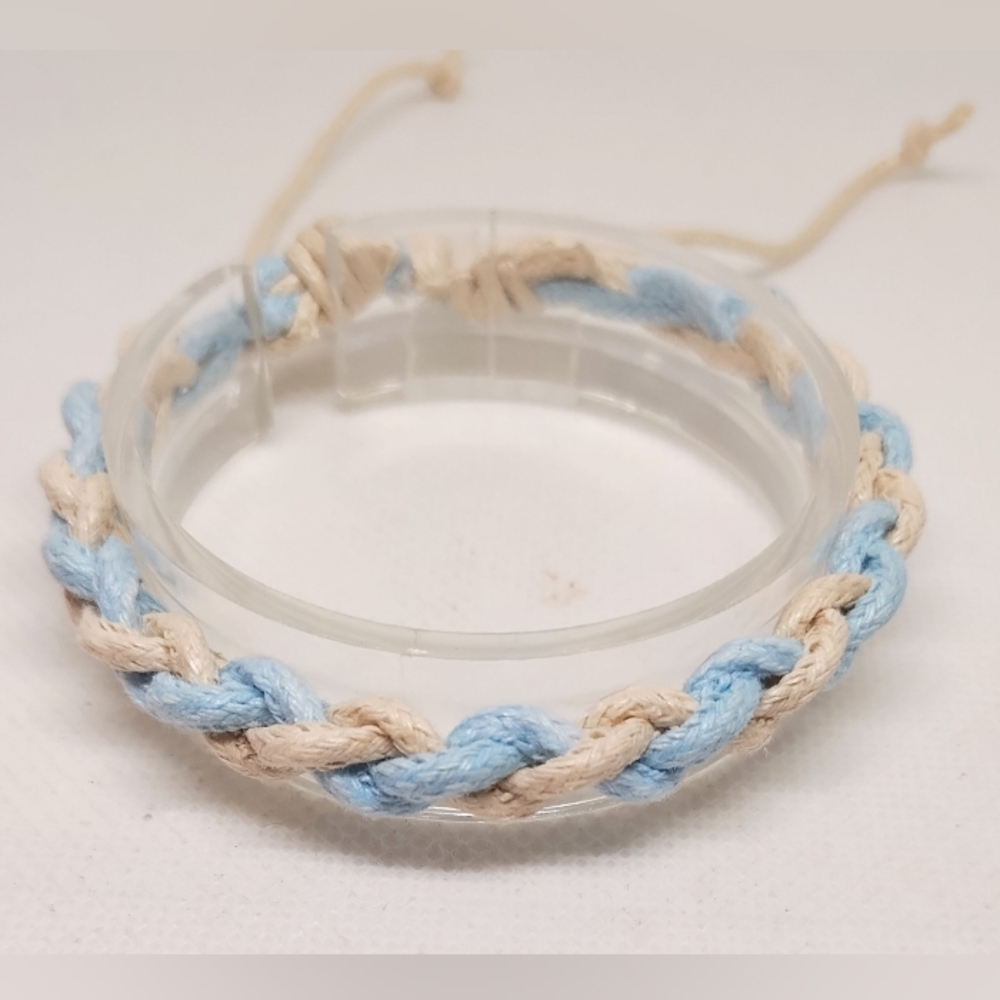 Men's‎ Bracelet Leather Braided Blue White Rope New f44